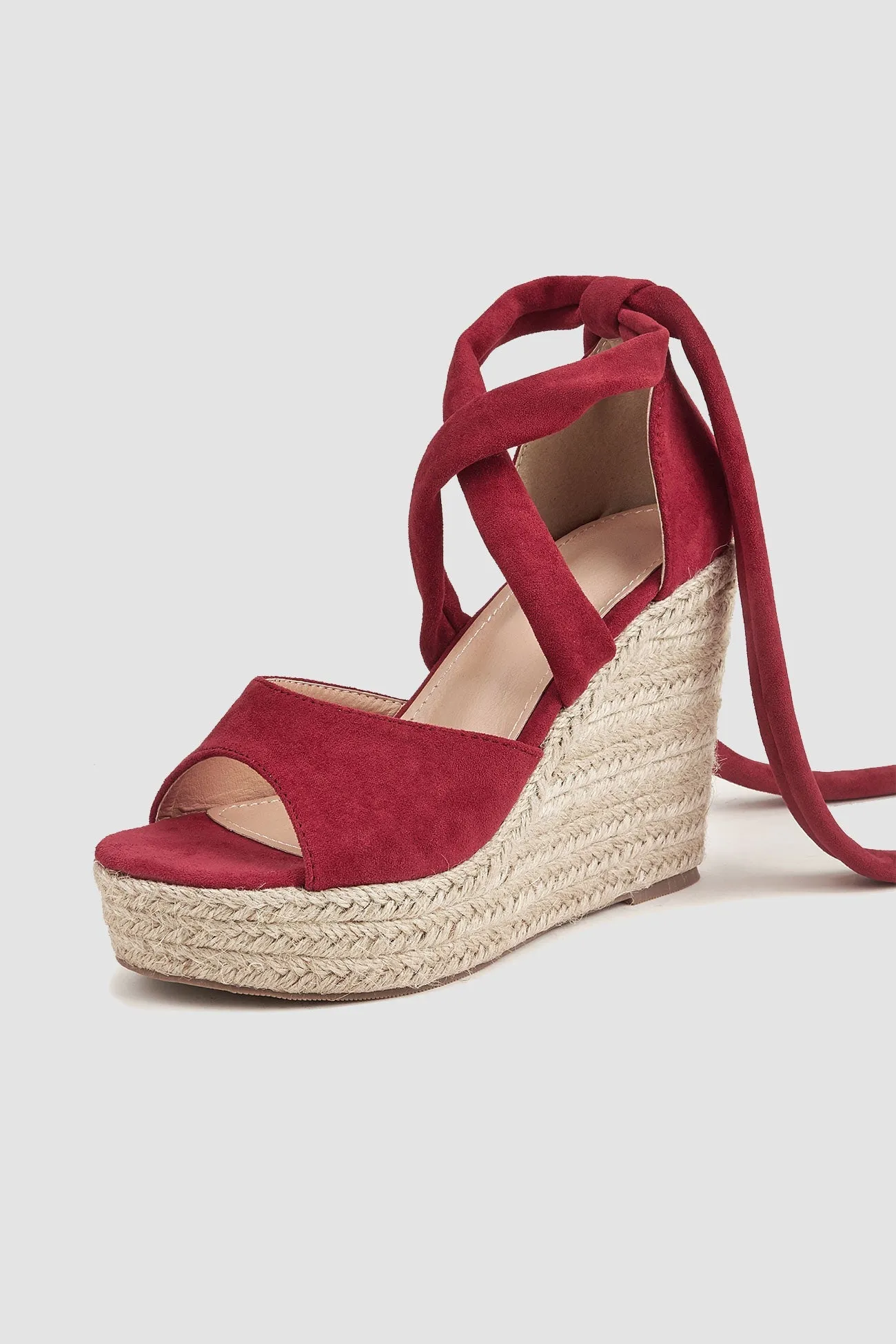 Amozae-Espadrille Platform Lace-Up Heel Sandals