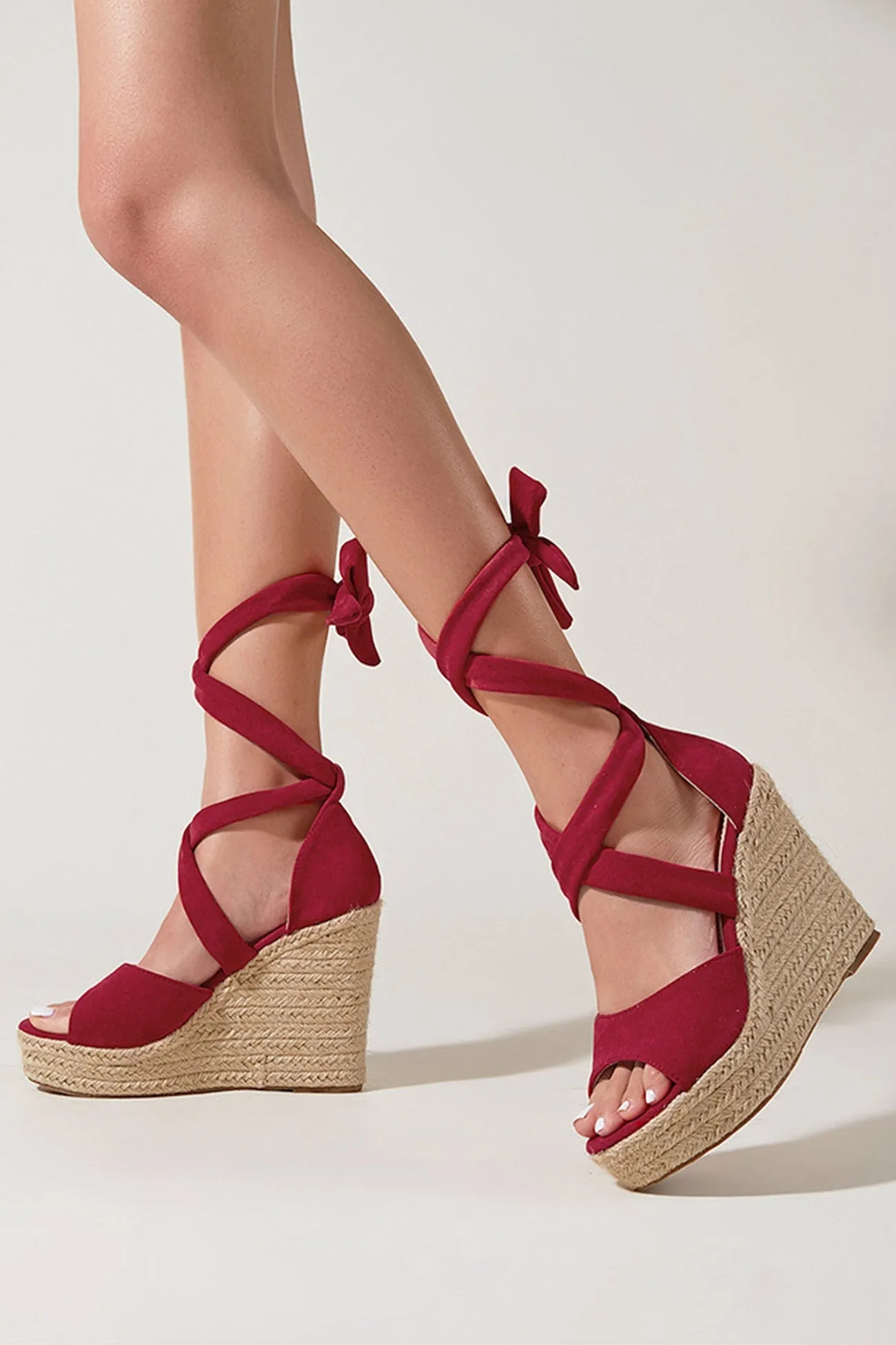 Amozae-Espadrille Platform Lace-Up Heel Sandals