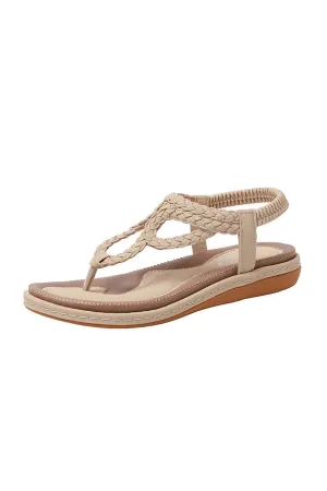 Amozae-Woven Ankle Strap Thong Sandals