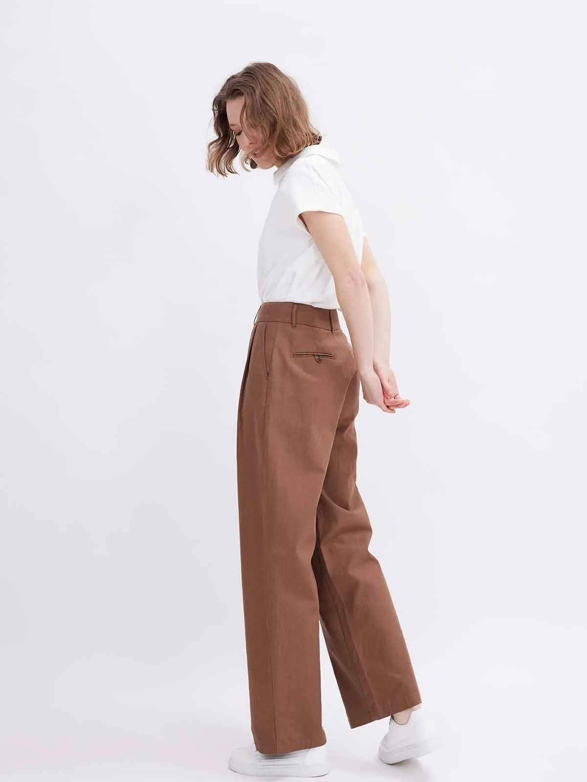 ASOBIO High-Waist Wide-Leg Casual Trousers