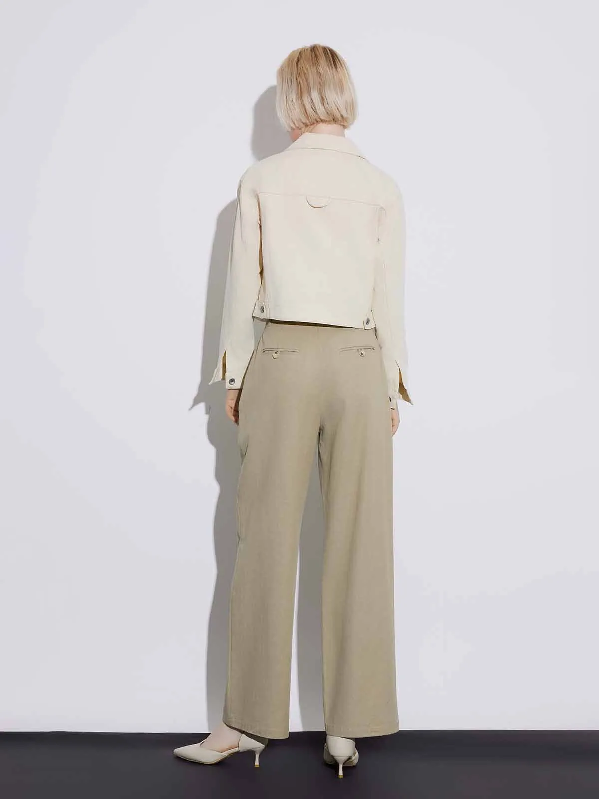 ASOBIO High-Waist Wide-Leg Casual Trousers