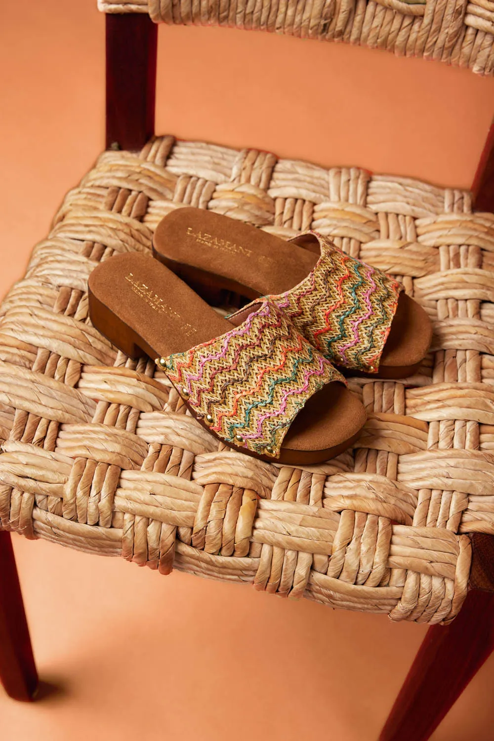 Bella Raffia Dames Clogs Multi