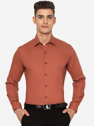 Brown Solid Slim Fit Party Wear Shirt | JB Studio