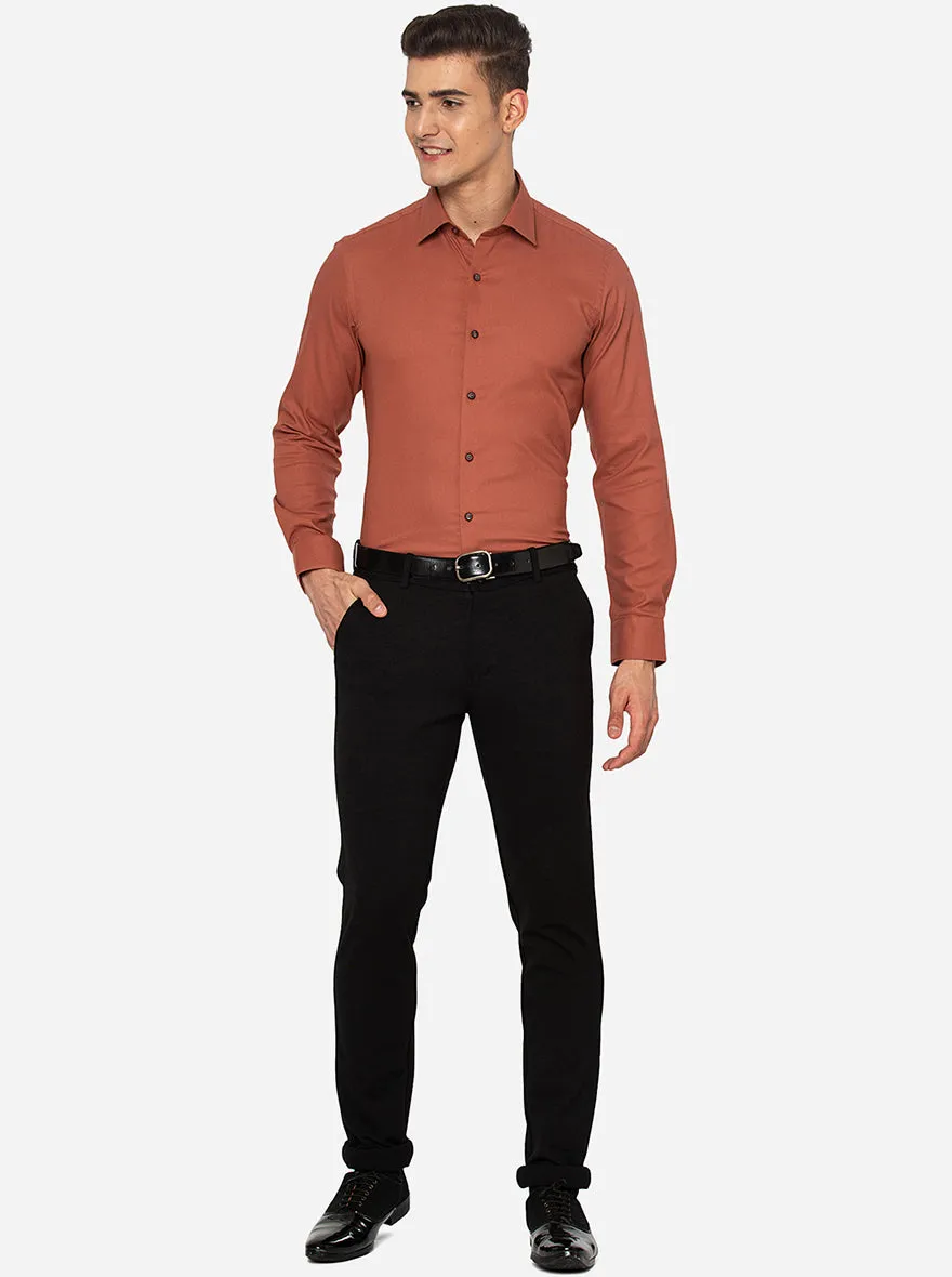 Brown Solid Slim Fit Party Wear Shirt | JB Studio