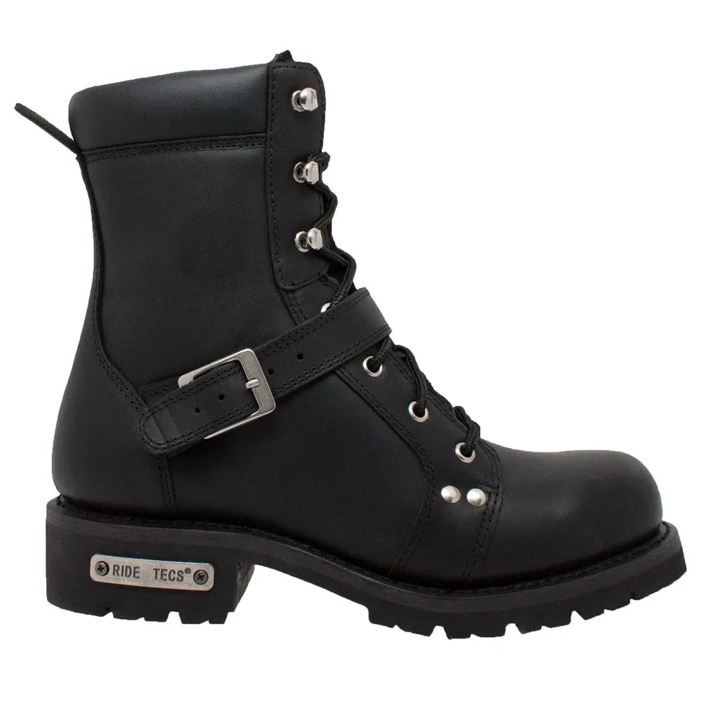 Buckle Boot - Men's 8" Ride Tecs Black Biker Boot