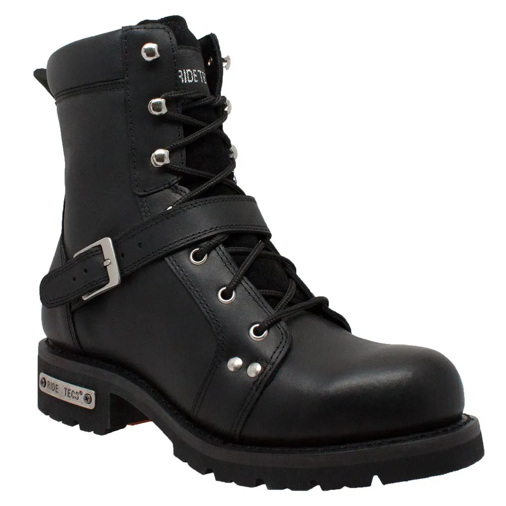 Buckle Boot - Men's 8" Ride Tecs Black Biker Boot