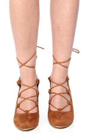 Camel Lace Up Wedge