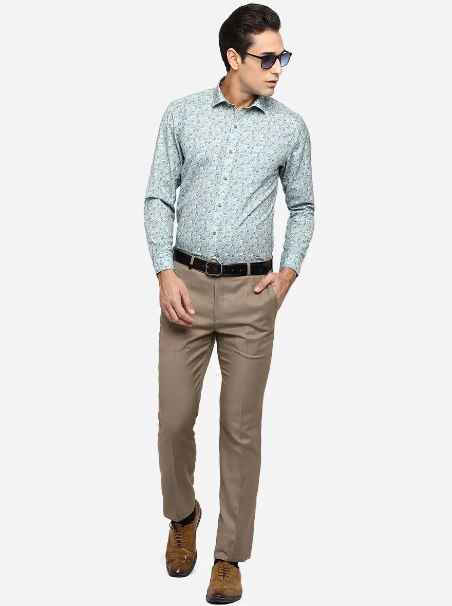 Cameo Green Printed Slim Fit Party Wear Shirt | Greenfibre