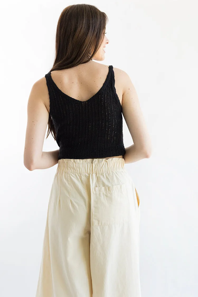 Canvas Pocket Pants with Elastic Waist