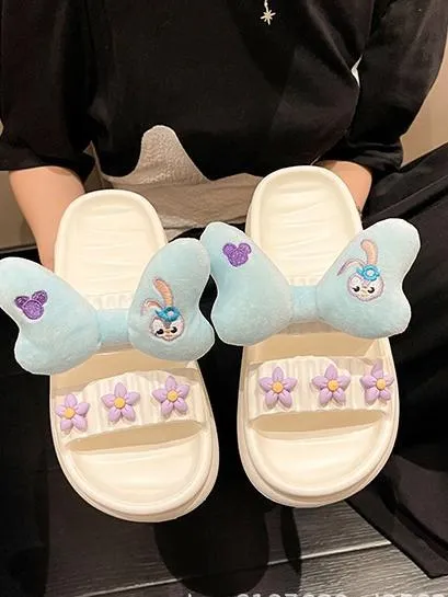 Cartoon Print Bowknot Decor Sandals