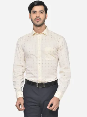 Cream & Blue Checked Regular Fit Formal Shirt | JadeBlue