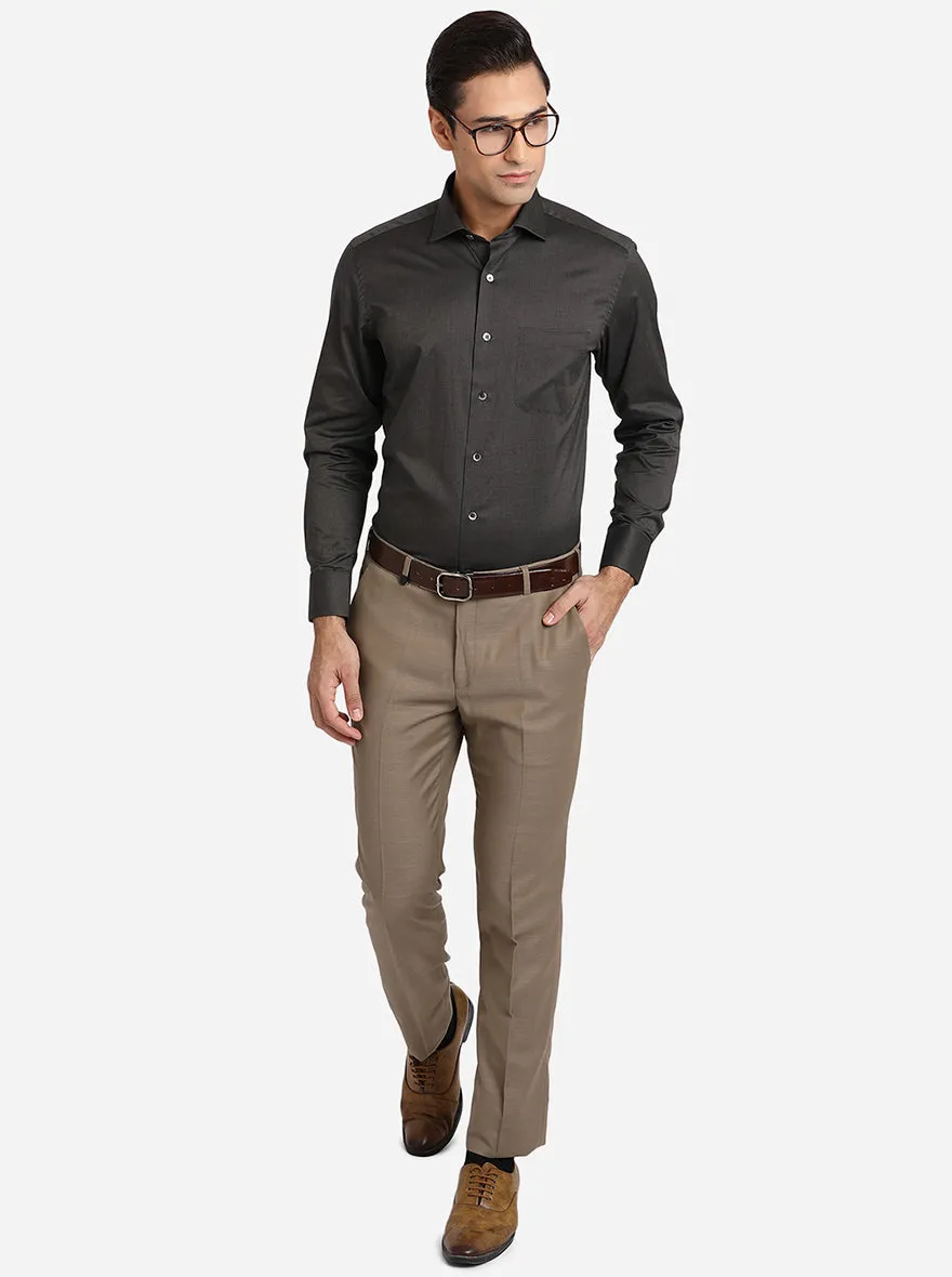 Dark Grey Solid Slim Fit Formal Shirt | Metal