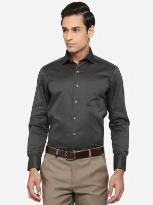 Dark Grey Solid Slim Fit Formal Shirt | Metal