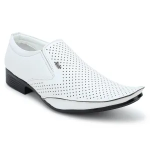 Elegant White Synthetic Leather Formal Shoe