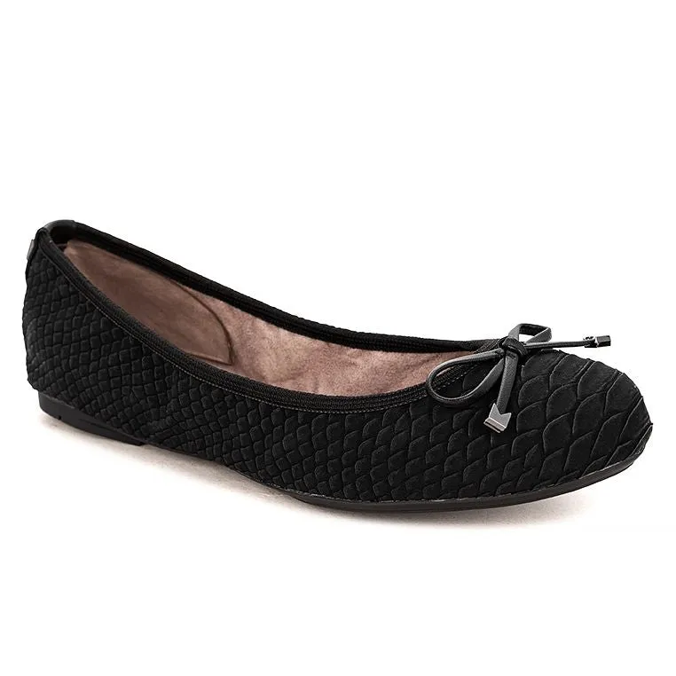 FRANKIE Ballet Flat Shoes - Black Python