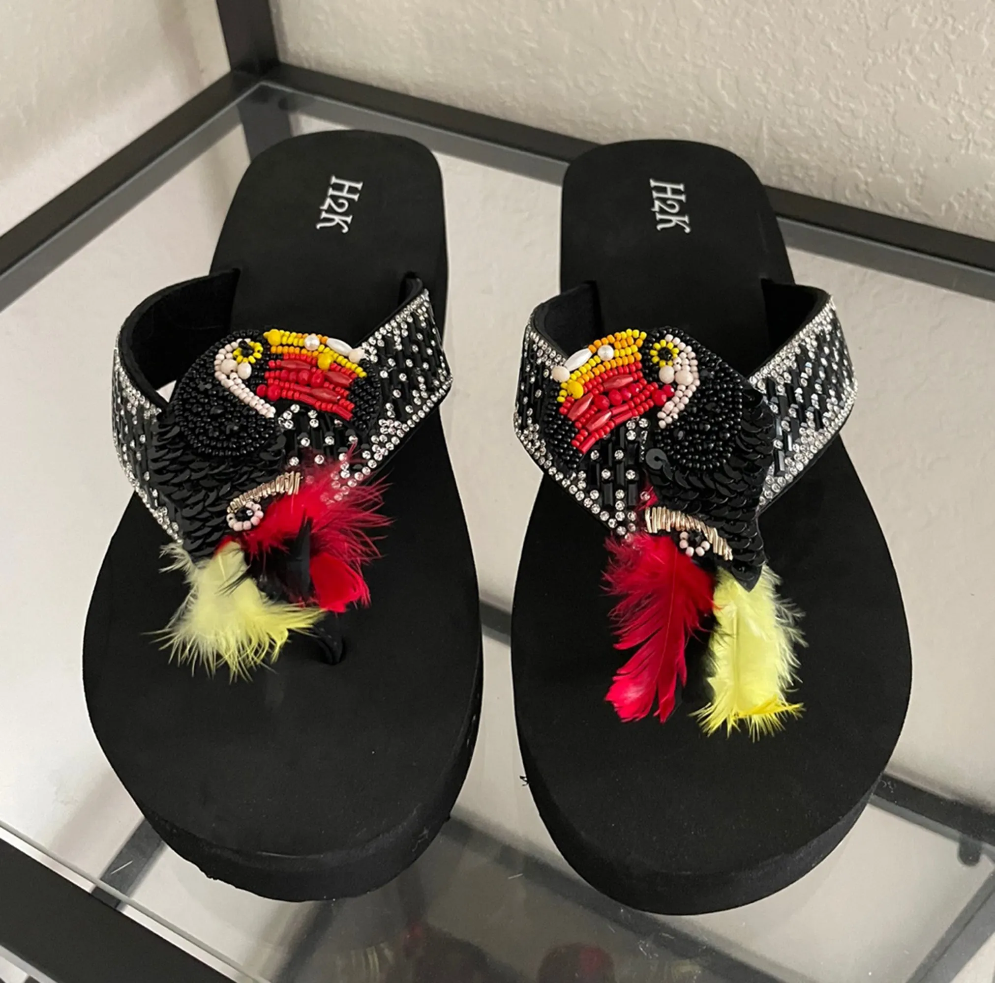 Handmade Flamingo Women Flip Flop / Bling Rhinestone Sandals