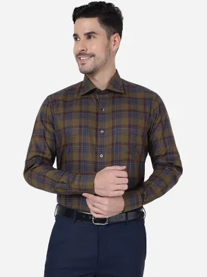 Khakhi Checked Slim Fit Formal Shirt | Metal