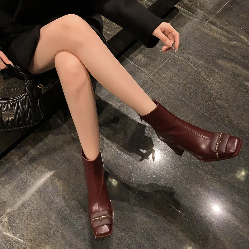 LeatherLuxe Opulent Zip Winter Boots