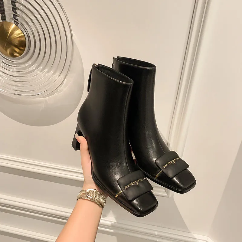 LeatherLuxe Opulent Zip Winter Boots