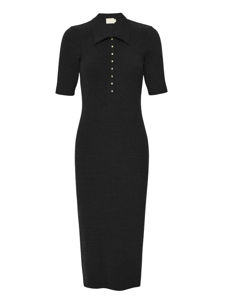 Nation LTD - Dionne Collared Snap Dress in Jet Black