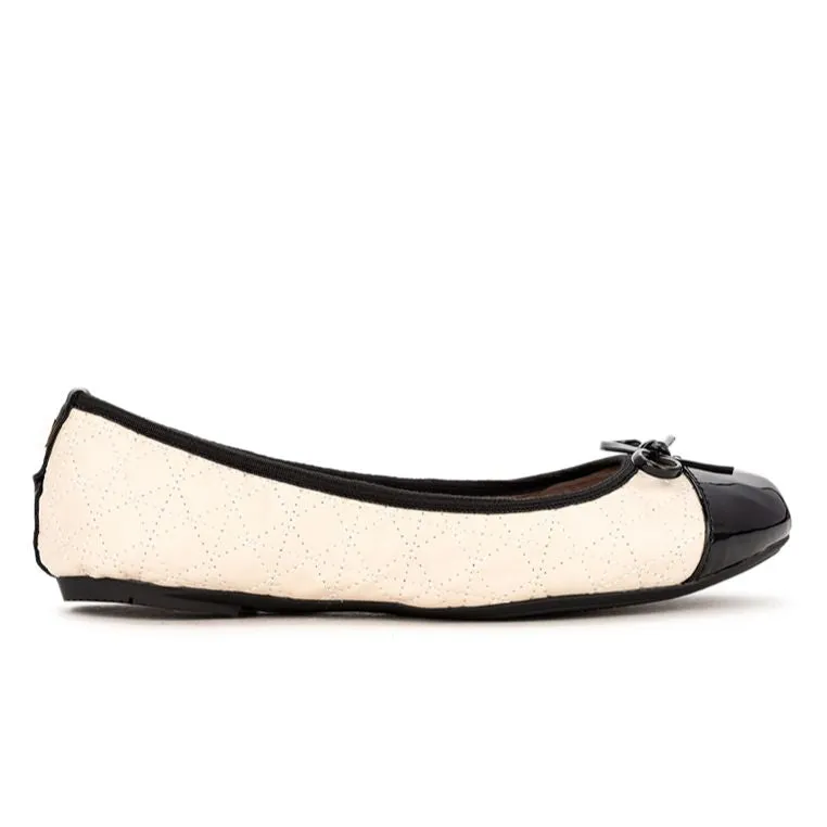 OLIVIA Ballet Flat Shoes - Cream/Black