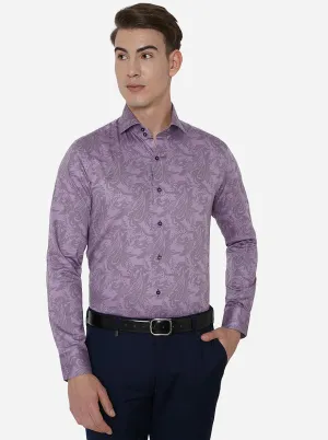 Purple Printed Slim Fit Party Wear Shirt | JB Studio