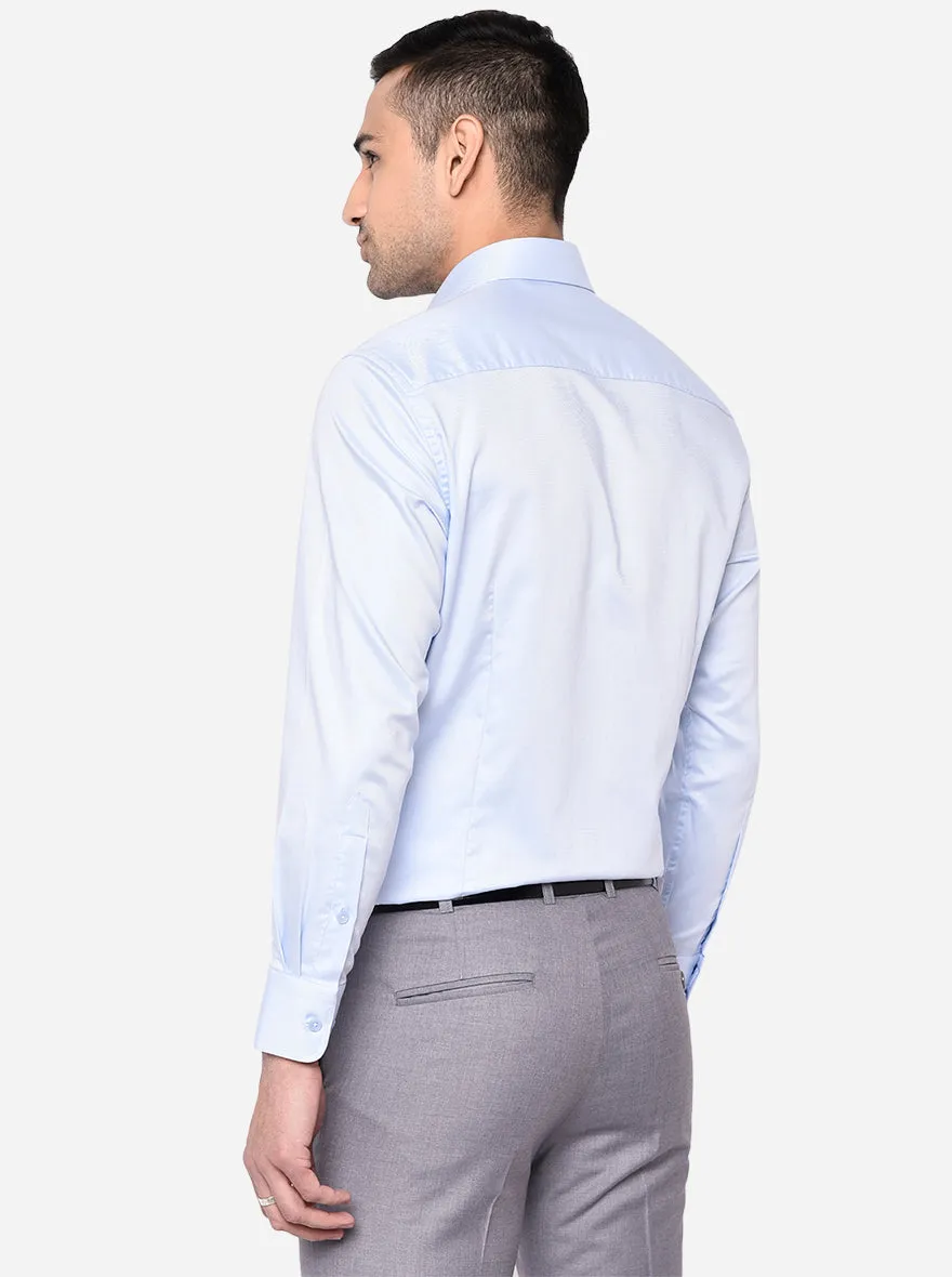 Sky Blue Striped Slim Fit Formal Shirt | Metal