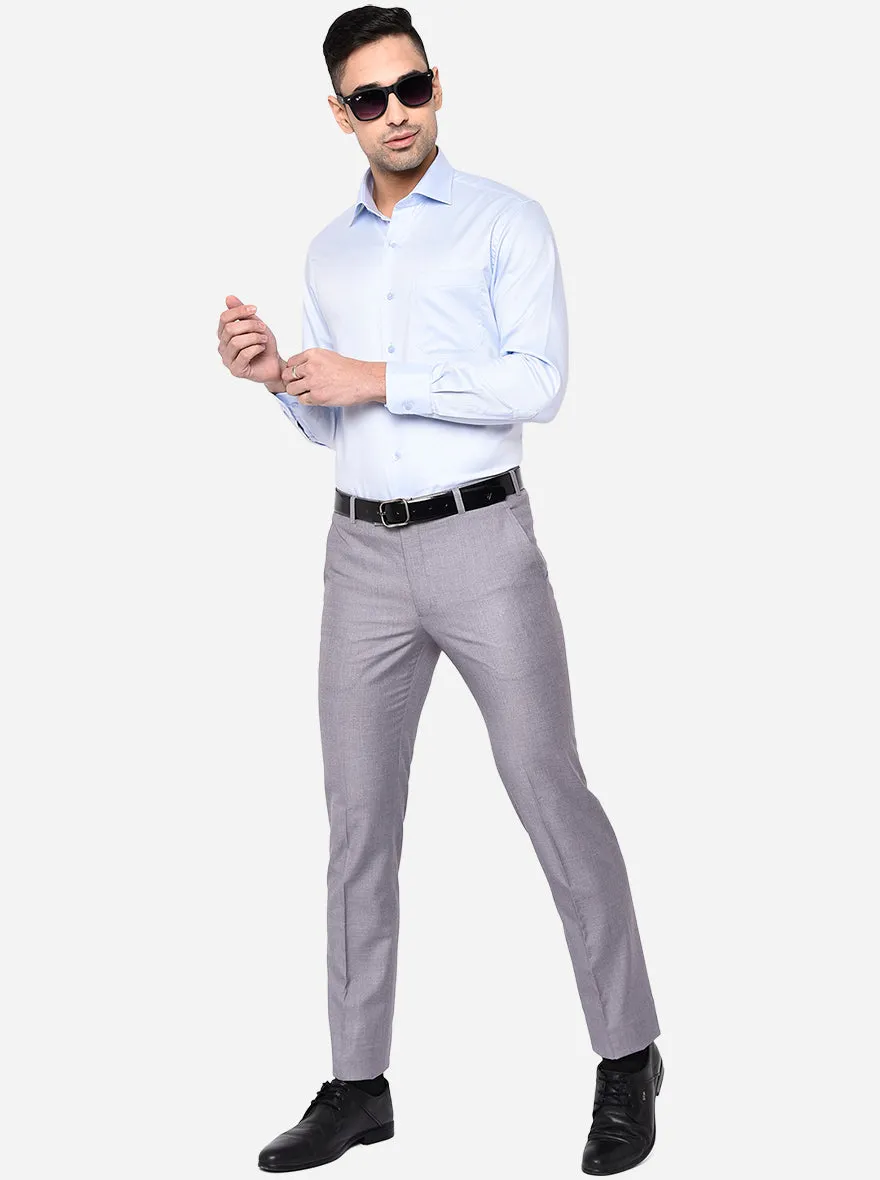 Sky Blue Striped Slim Fit Formal Shirt | Metal