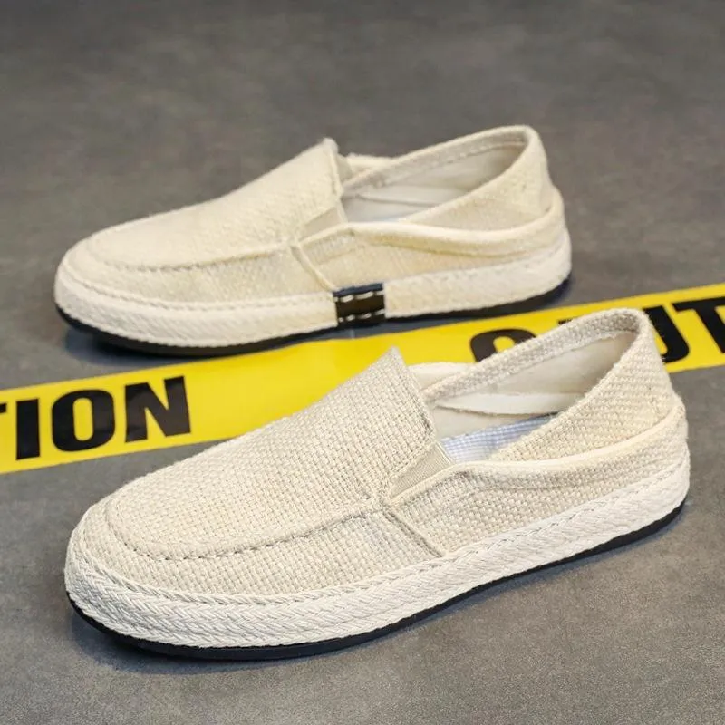 Summer casual linen shoes men's lazy trendy shoes 2023