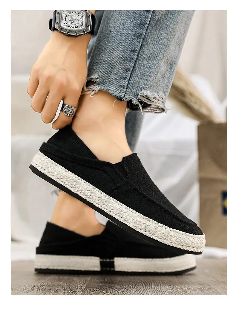 Summer casual linen shoes men's lazy trendy shoes 2023