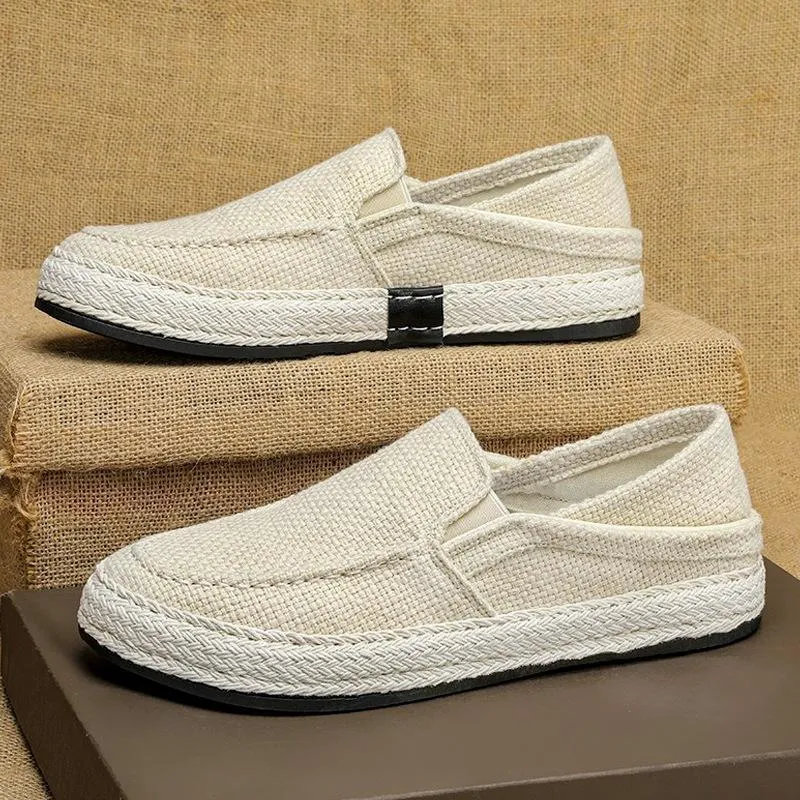 Summer casual linen shoes men's lazy trendy shoes 2023