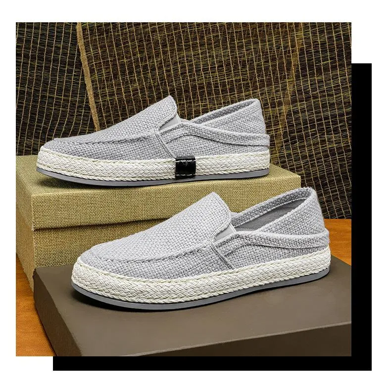 Summer casual linen shoes men's lazy trendy shoes 2023