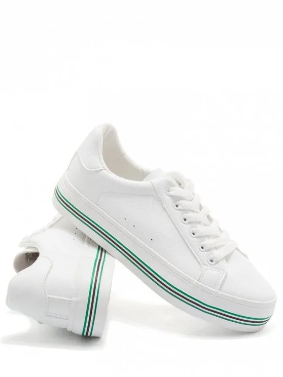 Trendy Faux Leather Color Block Skate Shoes