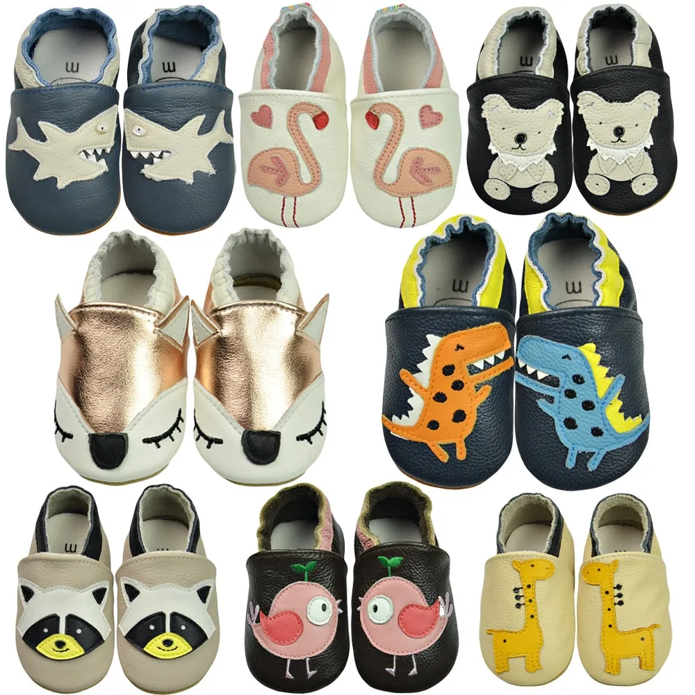 Unisex Soft Cow Leather Moccasins Cool Shoes For Kids